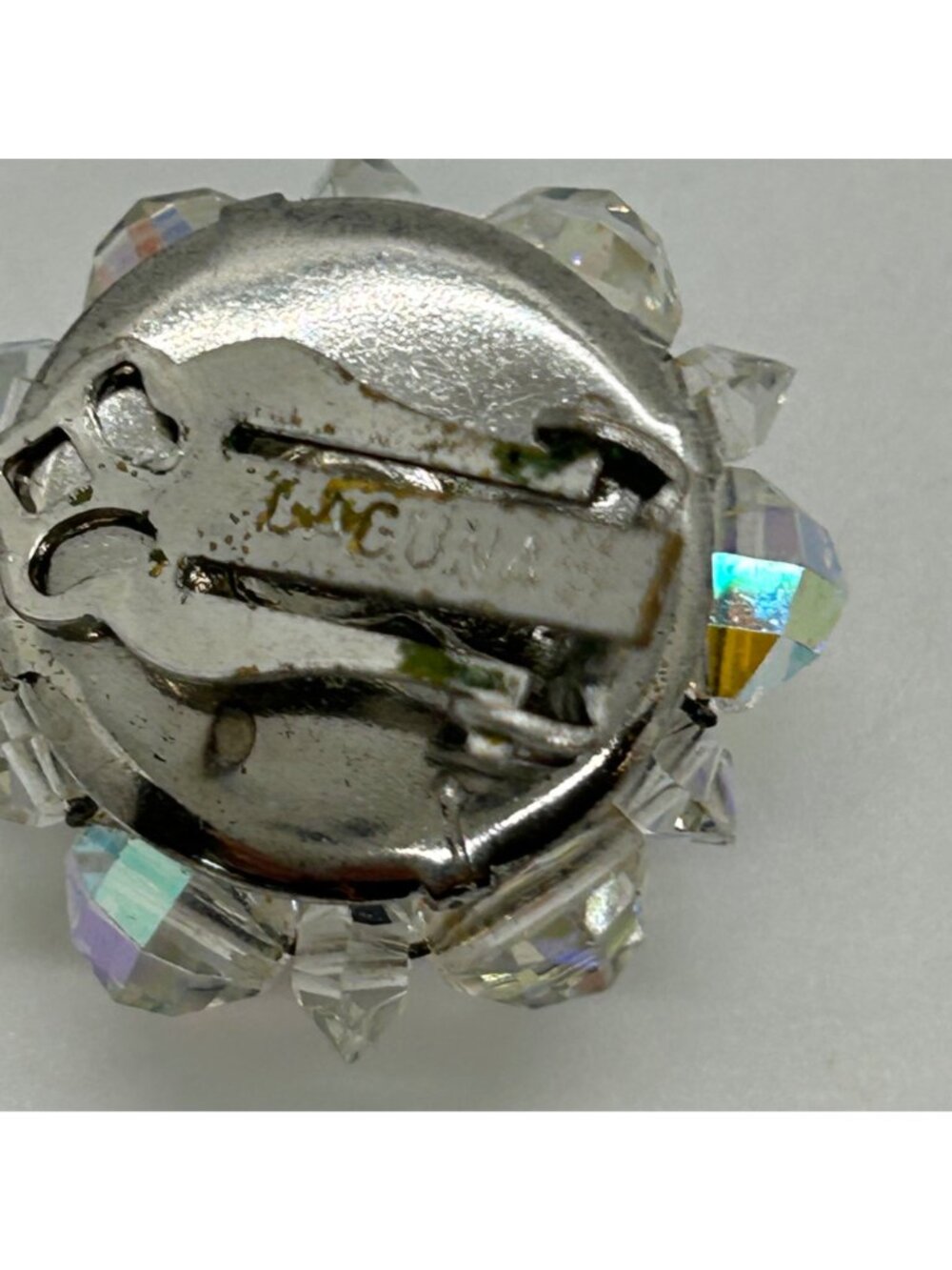 Laguna Vintage Clip-on Aurora Borealis Crystal Cluster Earrings Iridescent - Picture 3 of 16